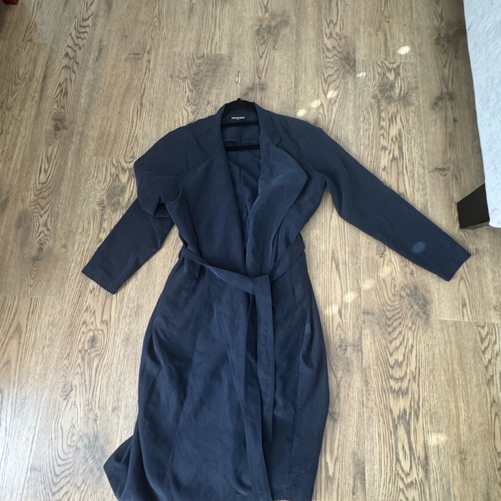 American Apparel Navy Long Sleeve Wrap Dress with Tie